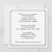 Invitation Fête du 21e anniversaire : Art Déco Style avec nom (Dos)