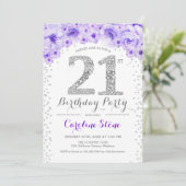 Invitation Fête du 21e anniversaire - Blanc Argent violet (Debout devant)