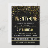 Invitation Fête du 21e anniversaire | Confetti en or chatoyan (Devant)