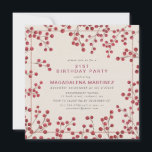 Invitation Fête du 21e anniversaire du Red Berry d'hiver mode<br><div class="desc">Une invitation à la douche nuptiale rustique chic présente des baies de feu rouge rustique comme cadre. La typographie moderne et minimale ajoute à l'esthétique contemporaine.</div>