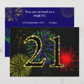 Invitation fête du 21e anniversaire invitez (Devant / Derrière)