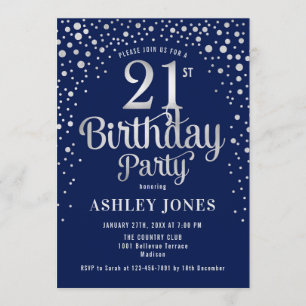 Invitation Fête du 21e anniversaire - Marine & Silver
