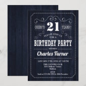 Invitation Fête du 21e anniversaire - Motif de bois de la Mar (Devant / Derrière)