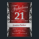 Invitation Fête du 21e anniversaire - Noir rouge argent<br><div class="desc">Invitation de fête du 21e anniversaire en rouge noir et argent. Elégante carte invitation avec fausse parties scintillant argent et diamants. Fonctionne avec un modèle damask et une police de script. Fabuleux à vingt et un ! Design classique parfait pour une soirée élégante. S'il vous plaît, envoyez-moi un message si...</div>