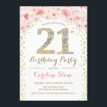 Invitation Fête du 21e anniversaire - Rose or blanc<br><div class="desc">21st Birthday Party Invitation Design élégant en faux parties scintillant or,  rose et blanc. Elégante invitation à la floraison avec diamants et roses. Parfait pour une célébration de glamour. S'il vous plaît,  envoyez-moi un message si vous avez besoin d'une personnalisation plus poussée.</div>