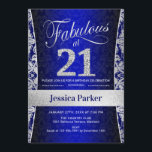 Invitation Fête du 21e anniversaire - Silver Royal Blue<br><div class="desc">21e anniversaire de fête Invitation en bleu royal et argent. Elégante carte invitation avec fausse parties scintillant argent et diamants. Fonctionne avec un modèle damask et une police de script. Fabuleux à vingt et un ! Design classique parfait pour une soirée élégante. S'il vous plaît, envoyez-moi un message si vous...</div>
