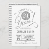Invitation Fête du 21e anniversaire - Silver White (Devant / Derrière)