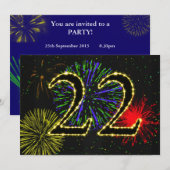 Invitation fête du 22e anniversaire invitez (Devant / Derrière)