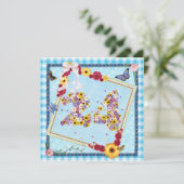 Invitation Fête du 24e anniversaire Fleurs d'invitation, papi (Debout devant)