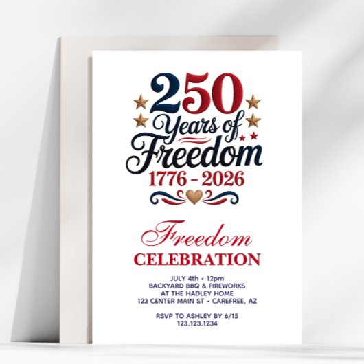 Invitation Fête du 250e anniversaire de l'Amérique