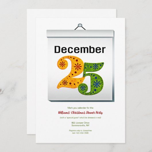 Invitation Fête du 25 décembre (Devant / Derrière)