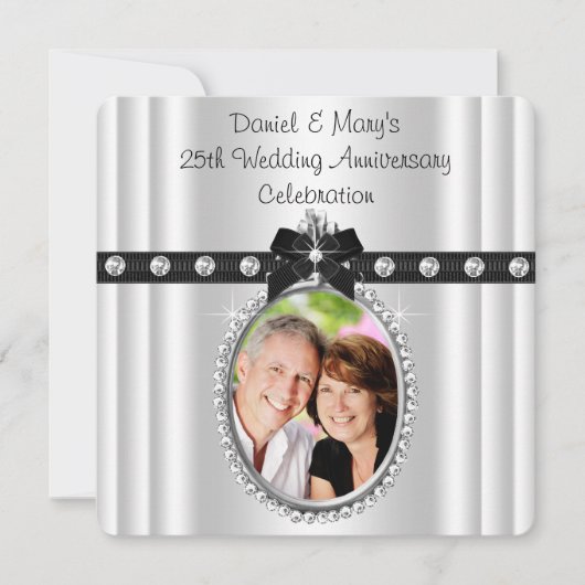 Invitation Fête du 25e anniversaire Argent Silver (Devant)