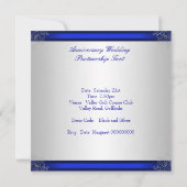 Invitation Fête du 25e anniversaire Blue Silver Floral (Dos)