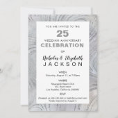Invitation Fête du 25e anniversaire de luxe argent sur perle (Devant)