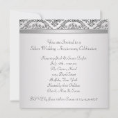 Invitation Fête du 25e anniversaire de mariage Argent Damask  (Dos)
