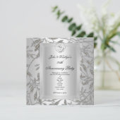 Invitation Fête du 25e Anniversaire de Mariage Damask Argent  (Debout devant)
