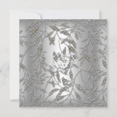 Invitation Fête du 25e Anniversaire de Mariage Damask Gris Ar (Dos)