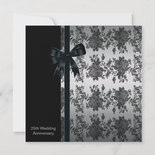 Invitation Fête du 25e anniversaire de mariage de Roses (Devant)