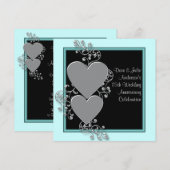 Invitation Fête du 25e anniversaire de mariage Silver Hearts  (Devant / Derrière)
