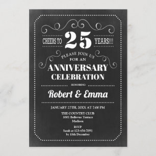 Invitation Fête du 25e anniversaire des Mariages - Chalkboard