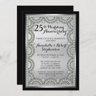 Invitation Fête du 25e anniversaire du Mariage Argent et Diam