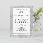 Invitation Fête du 25e Anniversaire Luxe Argent sur Perle (Debout devant)