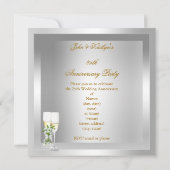 Invitation Fête du 25e Anniversaire Or Argent Floral (Dos)