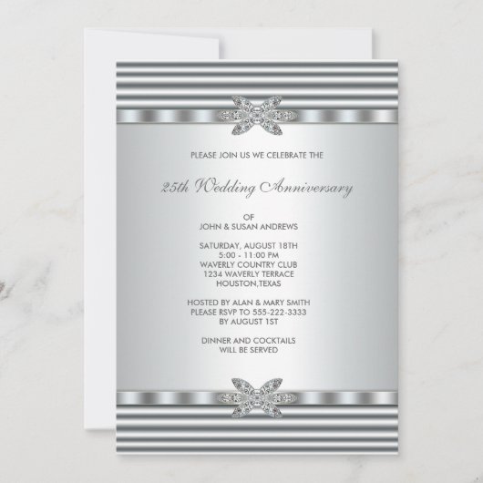 Invitation Fête du 25e anniversaire Silver Diamond (Devant)