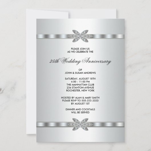 Invitation Fête du 25e anniversaire Silver Diamonds (Devant)