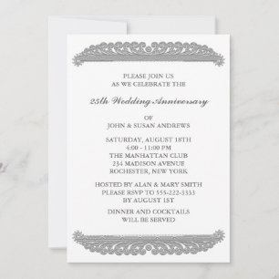 Invitation Fête du 25e anniversaire Silver Swirl