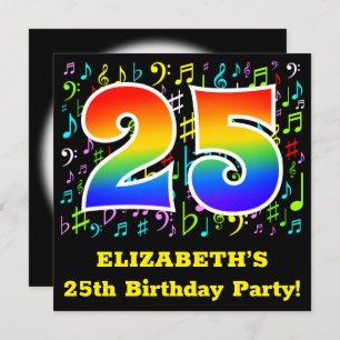 Invitation Fête du 25e anniversaire : Symboles de musique amu