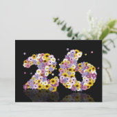 Invitation Fête du 26ème anniversaire, avec des lettres fleur (Debout devant)