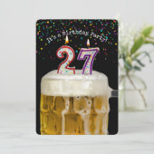Invitation Fête du 27e anniversaire avec bière (Debout devant)