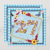 Invitation Fête du 27e anniversaire Fleurs d'invitation, papi (Devant / Derrière)