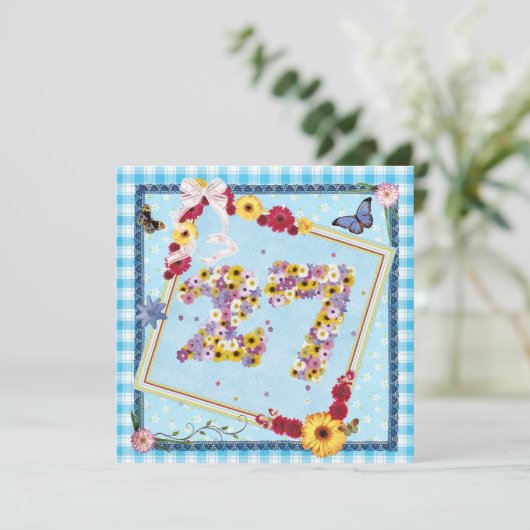 Invitation Fête du 27e anniversaire Fleurs d'invitation, papi (Debout devant)