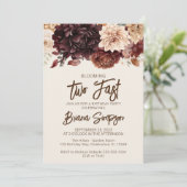 Invitation Fête du 2e anniversaire Brown Beige Ivory Floral (Debout devant)