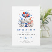 Invitation Fête du 2e anniversaire de bébé éléphant (Debout devant)