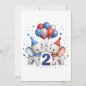 Invitation Fête du 2e anniversaire de bébé éléphant (Dos)