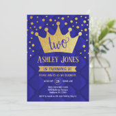 Invitation Fête du 2e anniversaire - Royal Blue Gold (Debout devant)