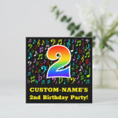 Invitation Fête du 2e anniversaire : Symboles de musique amus (Debout devant)