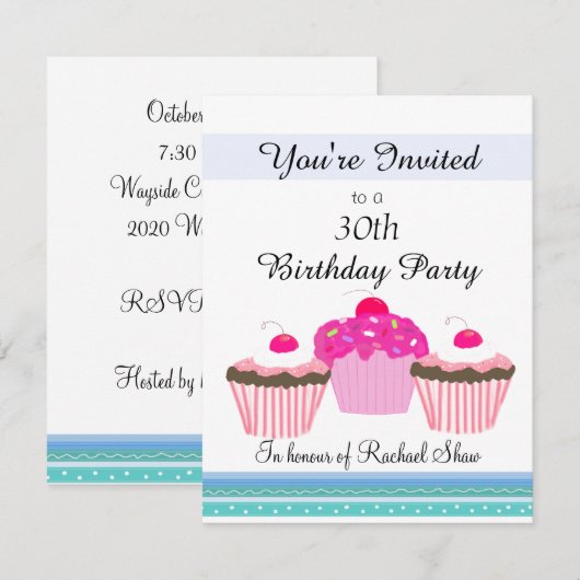 Invitation Fête du 30e anniversaire (Devant / Derrière)