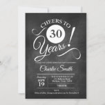 Invitation Fête du 30e anniversaire avec Motif de tableau noi<br><div class="desc">30e anniversaire invitation pour hommes ou femmes. Design élégant en noir et blanc avec motif de tableau noir et police de script de typographie. Bravo à 30 ans ! Peut être customisé à n'importe quel âge.</div>