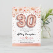 Invitation Fête du 30e anniversaire - Ballons d'or Rose (Debout devant)