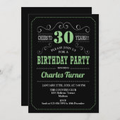 Invitation Fête du 30e anniversaire - Black Green (Devant / Derrière)