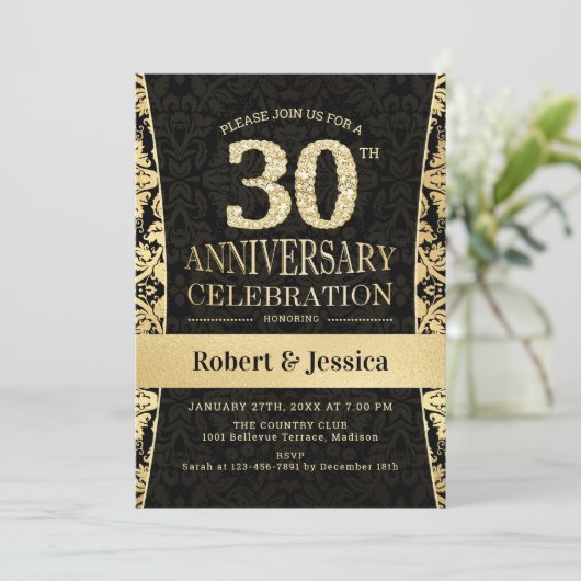 Invitation Fête du 30e anniversaire - Black or (Debout devant)