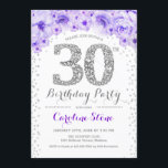 Invitation Fête du 30e anniversaire - Blanc Argent violet<br><div class="desc">30th Birthday Party Invitation Design élégant en fausse parties scintillant argent,  violet et blanc. Elégante invitation à la floraison avec diamants et roses. Parfait pour une célébration de glamour. S'il vous plaît,  envoyez-moi un message si vous avez besoin d'une personnalisation plus poussée.</div>