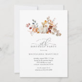 Invitation Fête du 30e anniversaire Citrouille blanc Fleurs d (Devant)