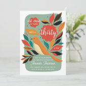 Invitation Fête du 30e anniversaire des oiseaux floraux. Mang (Debout devant)