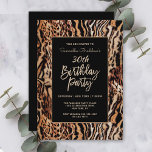 Invitation Fête du 30e anniversaire du Poster de animal tenda<br><div class="desc">Célébrez son 30e anniversaire dans le style branché avec cette invitation personnalisée de style Safari. Il dispose d'une motif poster de animal sauvage dans les tons terreux marron, tan, beige et noir avec rayures et taches motif. Un arrière - plan noir chic encadre votre texte personnalisé dans le style. Personnalisez...</div>