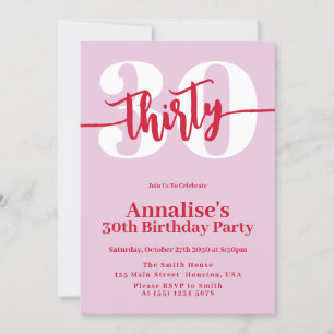 Invitation Fête du 30e anniversaire du rose moderne